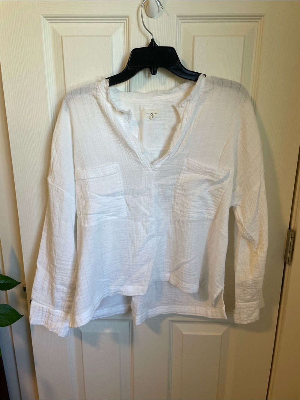 Lou & Grey White Gauze V-Neck Pullover Tunic